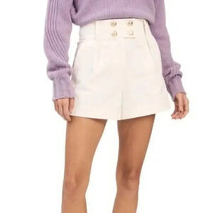 Derek Lam 10 Crosby White Pleated Gold Button Cotton Blend Sailor Shorts 10